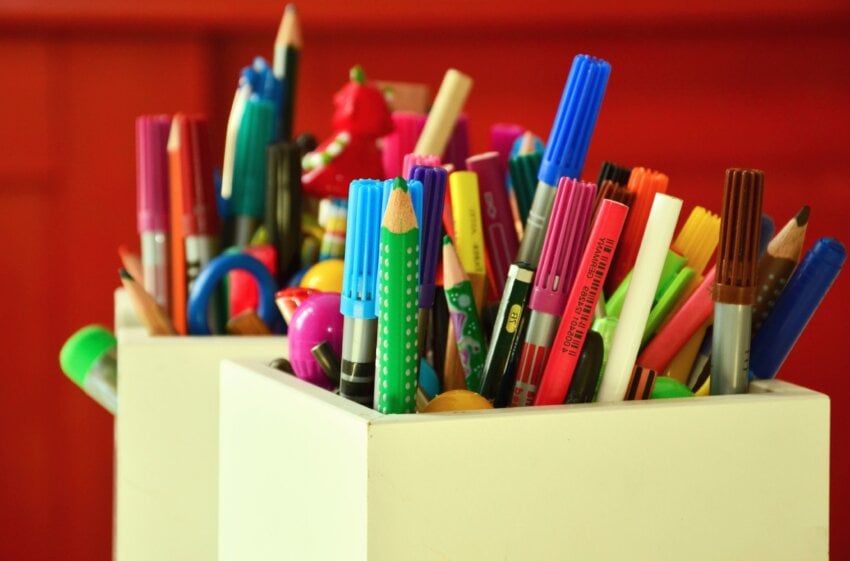 Free picture: pencil, color, box, marker, scissors