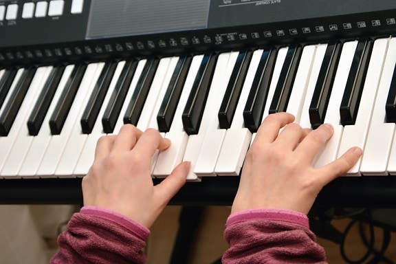 muziek instrument, elektronica, technologie, hand, kind, clavier
