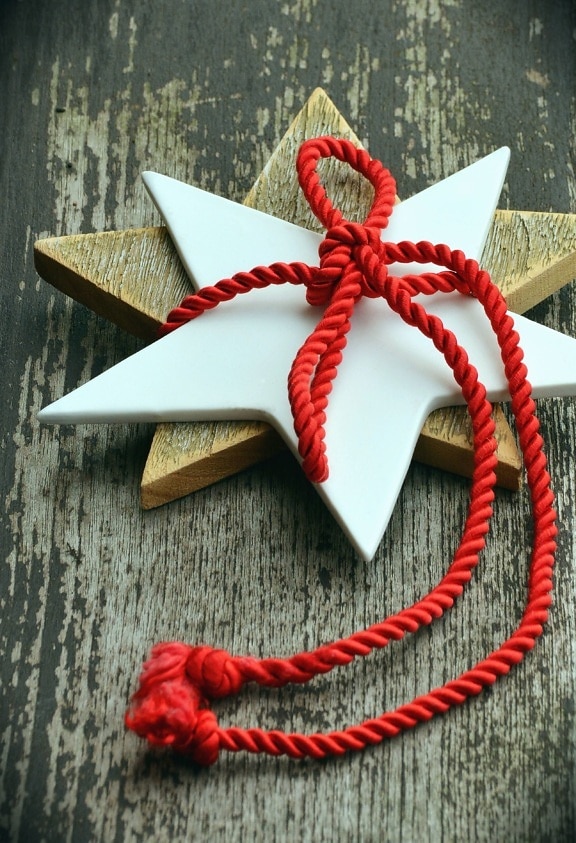 hvězda, ornament, dřevěné, Vánoce, lano, dekorace