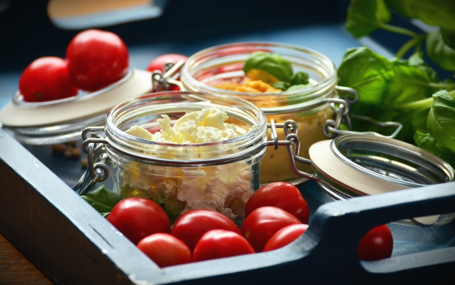 토마토, 야채, 병, 잎, 음식, 점심, 주방