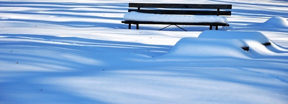 snow, winter, bench, landscape, cold