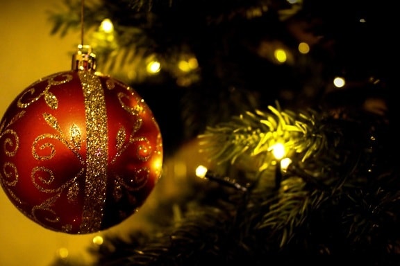 Dekoration, weihnachten, ball, licht