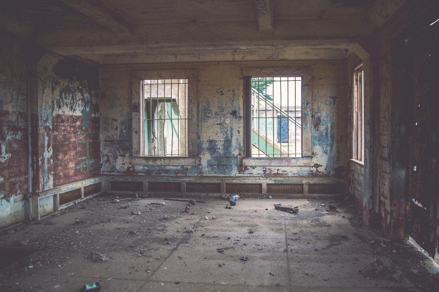 Interior, vacío, abandonado, habitación