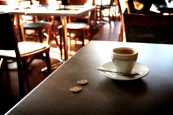 empty, restaurant, interior, coffee, cup, table