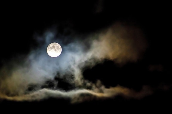 月光、月、雲、夜