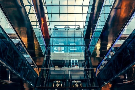 sklo, budovy, interiér, moderný, architektúra