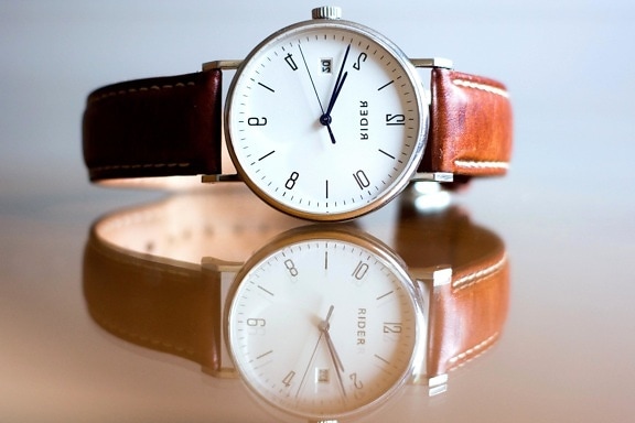 luksus watch, trebord, refleksjon, tid, klokke
