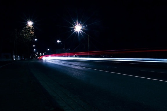 night, city, lights, road, highway, asphalt