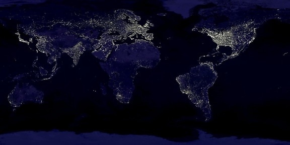 Ban đêm, thế giới, lục địa