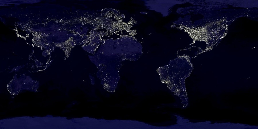 à noite, o mundo, o continente