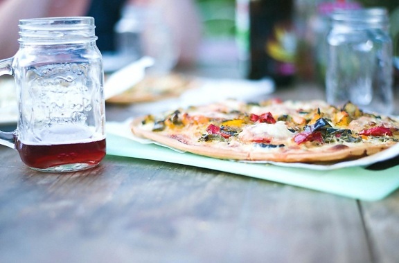 пица, стъкло, сок, бързо хранене, Ресторант, храна, диета