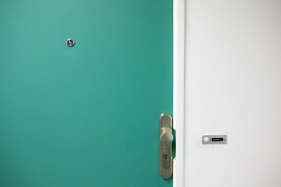 fal, belső, zöld, ajtó
