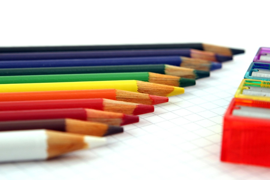 boja, pastela, olovka, obrazovanje, škola, duga