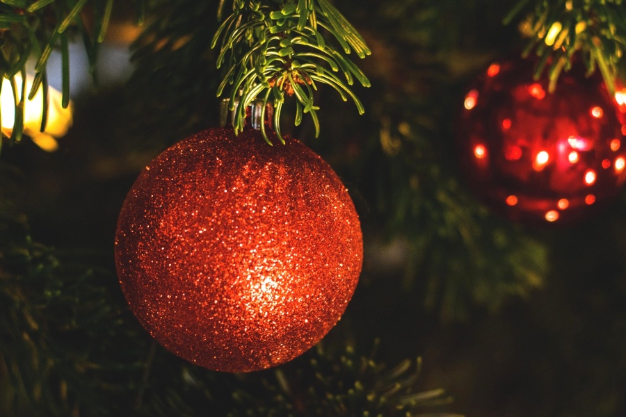 dekoration, holiday, boll, röd, jul, Stäng, firande