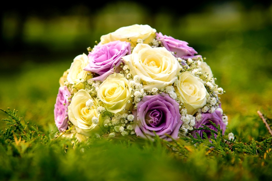Mariage, bouquet, arrangement, décoration, rose