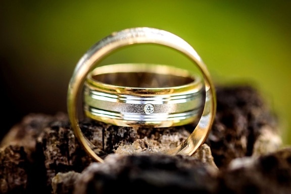 šperky, svatební, prsten, kov, zlato