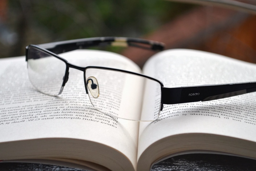 brillen, boek, letter, woord, leren, wetenschap, onderzoek