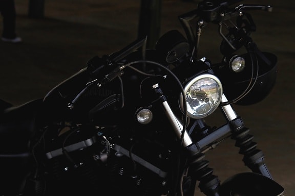 motorcycle, metal, headlight, vehicle, transport