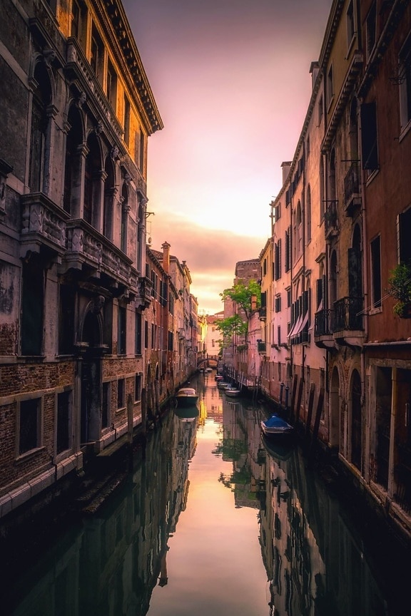 canal, water, building, architecture, boat, reflection