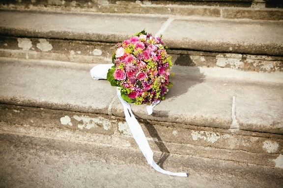 bouquet, wedding, stairs, flower, petal