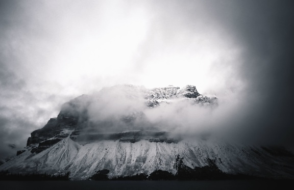 bjerg, landskab, sky, cloud, vejr, vand, miljø, sne, klipper, tåge