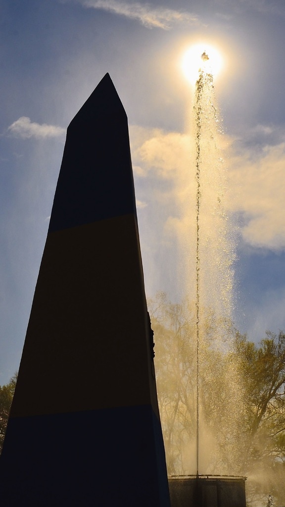 Fontaine, soleil, eau, humide, monument