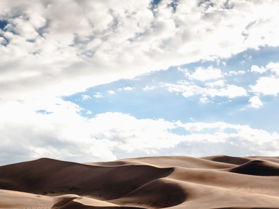 пясъчни дюни, пясък, пустинята, небе, облаци