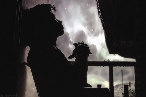 người đàn ông, silhouette, hàng rào, Sân thượng/Hiên, mưa, nước, mây