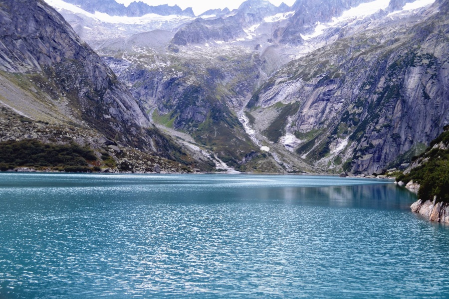 гірські озера води, снігу, ліс, туман, природа