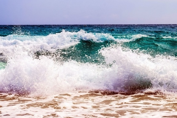 laut, air, gelombang, laut, busa, pantai, pasir