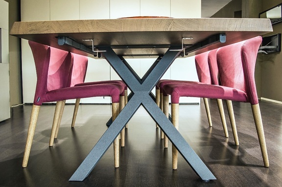 stół, krzesła, metal, drewno, wnętrza, stylowe