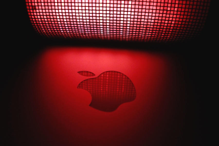 Marca, computadora, tecnología, brillante, rojo, logotipo