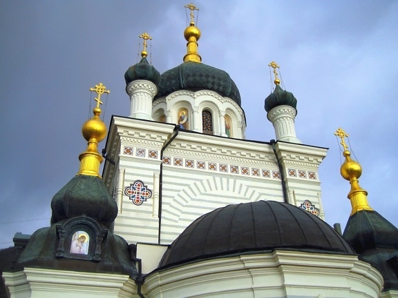 Chiesa, ortodosso, cristianesimo, croce, cupola, cielo, architettura
