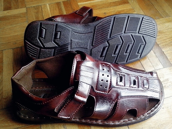 Sandales, cuir, chaussures