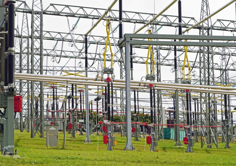 substation, electricity, high voltage, metal, wire, steel