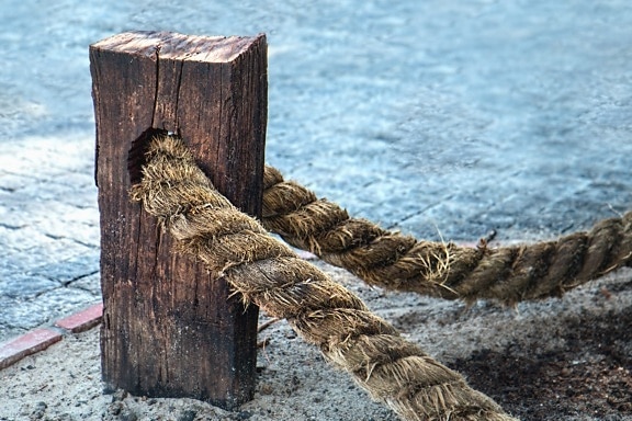 trụ cột, dây thừng, lỗ, gỗ, đường cát