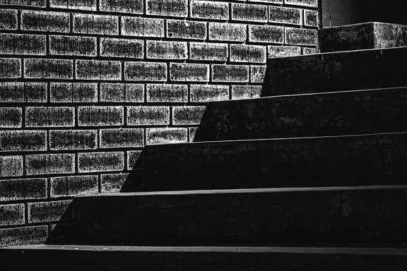 Pared, ladrillo, escaleras, hormigón, textura, sombra
