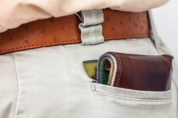 belt, wallet, pants, shirt, fabric, man, cash, money
