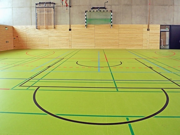 Terrain de basketball, hall, gymnastique, sport
