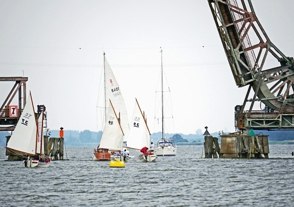 Boot, Segelboot, Wasser, Brücke, Metall, Struktur