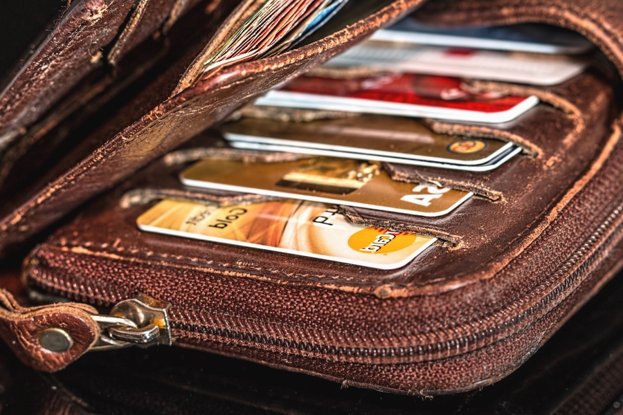 バッグ、カード、クレジット カード、お金、ビジネス