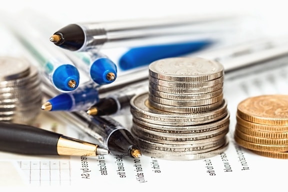 money, metal coins, pencil, paper, finance, business, economy
