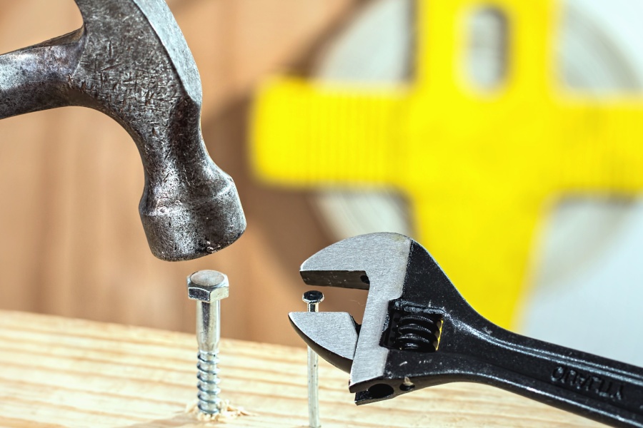 hammer, nail, screw, screwdriver, wood, tool, metal
