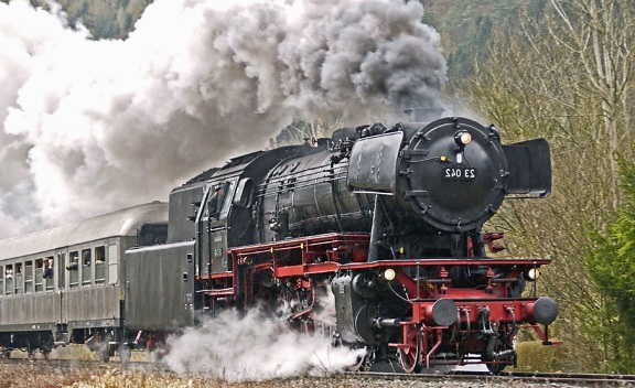 dym, para, stroj, parná lokomotíva, cestujúcich, železnice