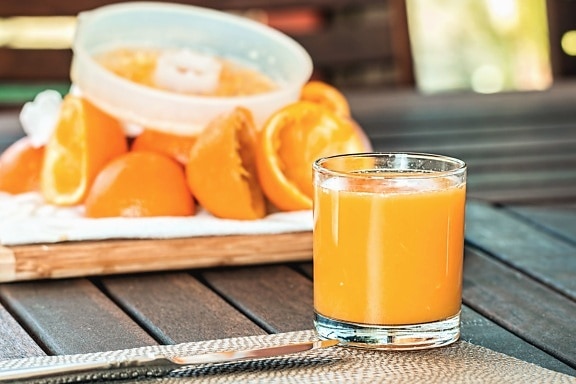 แก้ว สีส้ม ผลไม้ อินทรีย์ ของ เหลว อาหาร