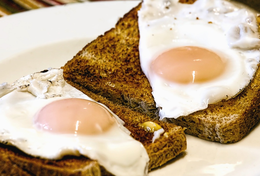 æg, toast, brød, mad, morgenmad, plade, kost