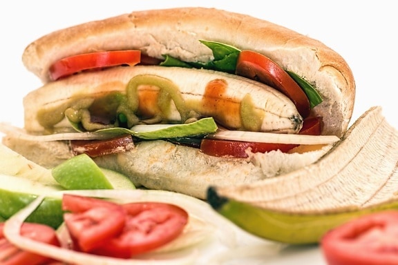 Nourriture, sandwich, légumes, tomate, poivre, petit-déjeuner