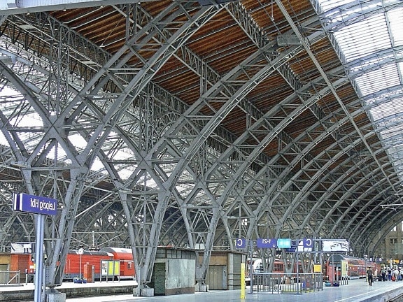 Bau, Architektur, Bau, Eisenbahn, Bahnhof, Dach, Plattform