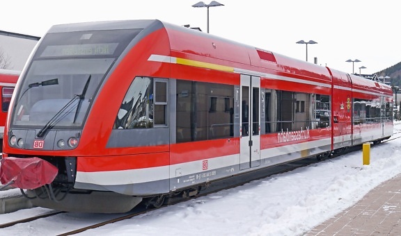 снег, Локомотив, поезд, железнодорожный, современный, транспорт