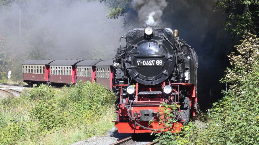 Steam lokomotiv, røyk, damp, transport, reisende, gress, attraksjon, jernbanen